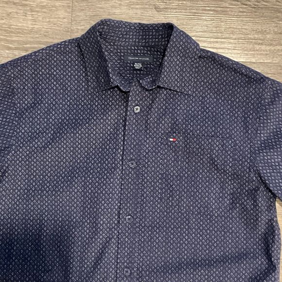 Tommy Hilfiger‎ Preppy Navy White LS Button Down Shirt Boys XL 16/18 - Picture 3 of 5
